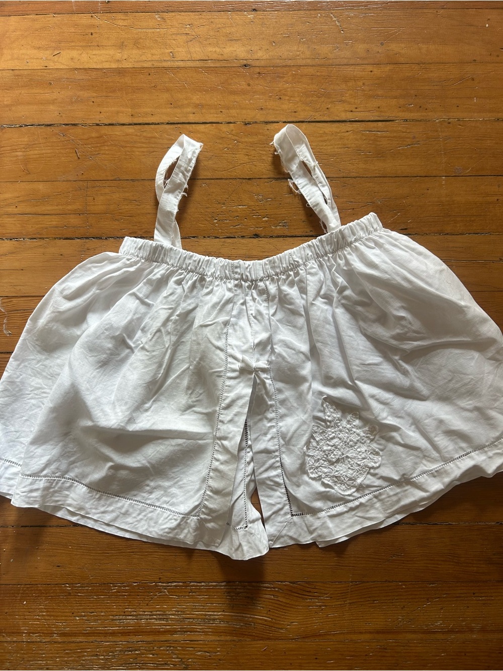 Women's White Cotton Top with Embroidered Lace Detail
